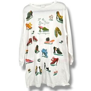 Vintage Shoe Lover Graphic Tunic Top Novelty Print Long Sleeve Womens One‎ Size